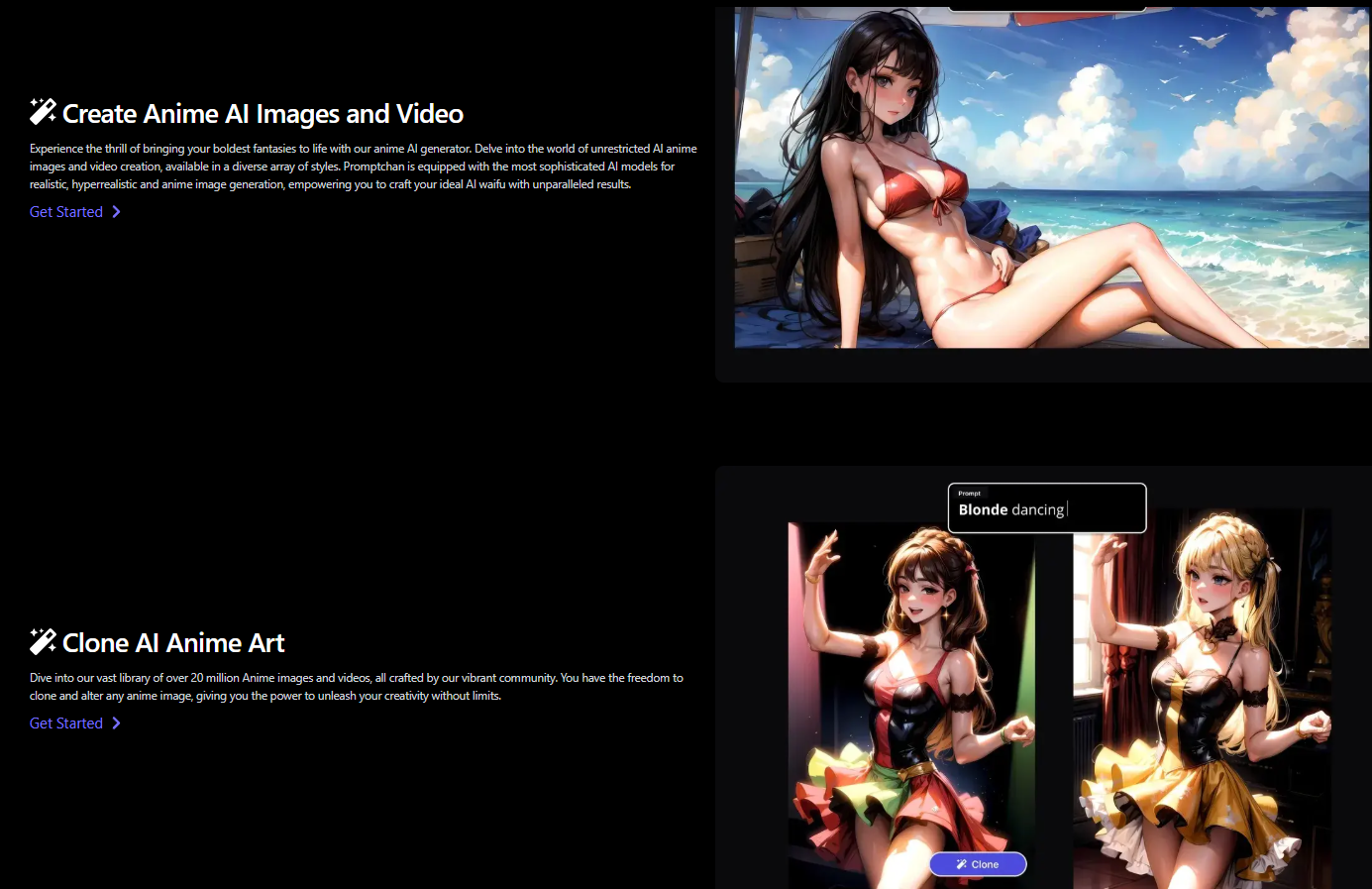 A secure dashboard interface of Promptchan AI highlighting the private generation toggle for content creators